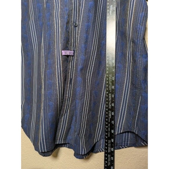 Robert Graham Blue Stripe Button Down Shirt Flip Cuffs Size Large Cameron ASO - Picture 6 of 9